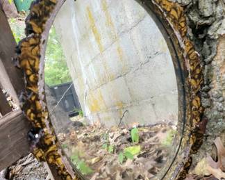 Barn Find - Antique "Live Edge" Oval Mirror