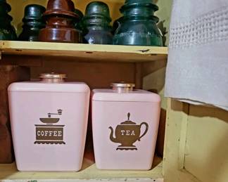 Pretty in Pink Mid-Century - Coffee & Tea Canisters