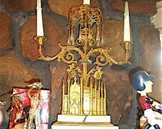 Pair of Antique Bronze/Brass 3 branch candelabras