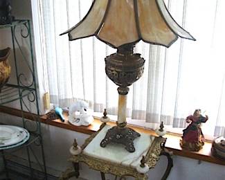 Slag Glass Lamp (Some Damage)