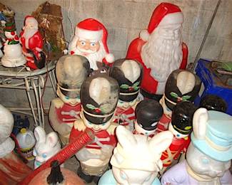 Mold Blown Santa, Soldiers, Bunnies 