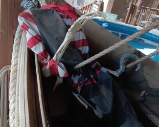 This is one end of the boat that is hanging over the pool. The whole boat with its treasures will be for sale all together. 