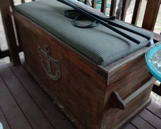 Tiki torches, and chest for storage 