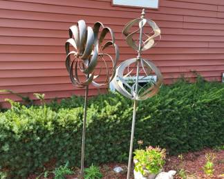 two outdoor wind motion decorations