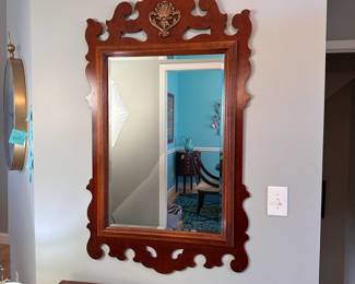 Chippendale style beveled mirror, minor wear, small rubs to bottom 4'4"H x 30"W