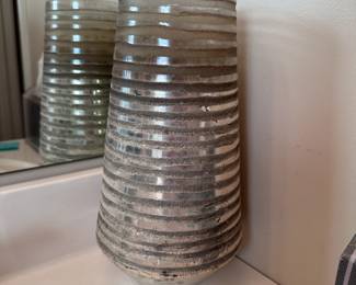 Mercury glass ribbed vase 11"H x 6"W