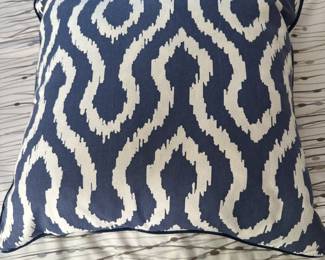 Blue and ivory accent pillow 16"