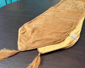 Goldenrod velvet table runner with tassels 70"