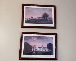 Pair of framed prints of Mount Vernon with embossed matting  14"H x 22"W