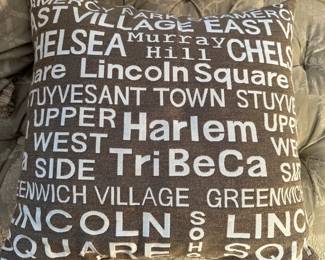 New York accent pillow 18"W