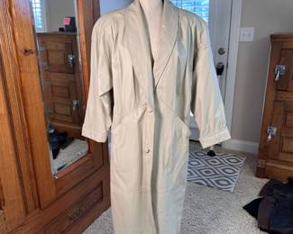 Jacoueline Tan leather long coat, needs minor cleaning size petite L