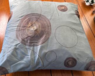 Blue and brown circle accent pillow 16"