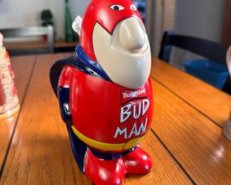 Budweiser Bud Man beer mug/stein 6"H
