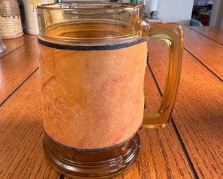Noymer Leather over amber glass beer mug, monogrammed