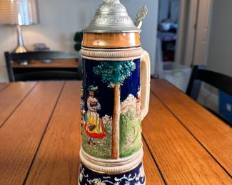 Tall stein of the German Country Side, musical base 12"H