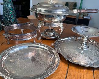 Group of silver plated serving pieces