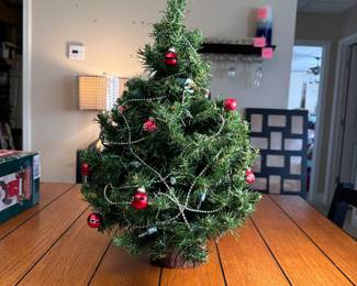 Lighted table top Christmas tree with wooden base 20"H