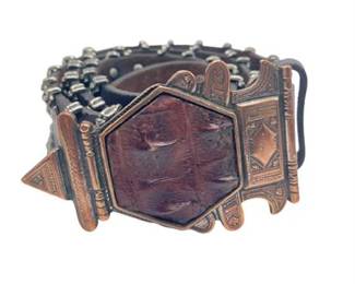 Lot 004   
Vintage Malini M Italian Leather Abstract Buckle Belt