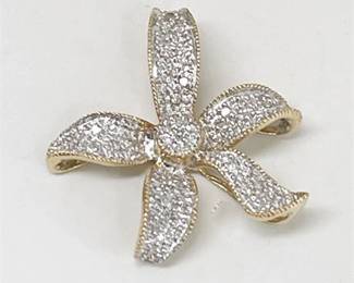 Lot 014  
Pave' Diamond and 14K Floral Pendant