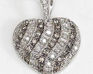 Lot 027   
Pave' Diamond 14K White Gold Heart Ed Levin Pendant