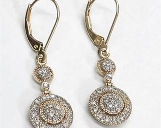 Lot 030  
Pave' Diamond Drop Earrings and 14K Mexican Gold
