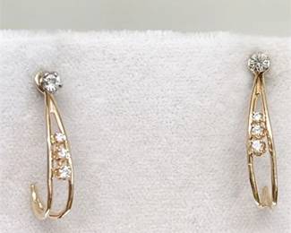 Lot 041  
Diamond Stud Earrings With Gold and Diamond Hoop Jackets