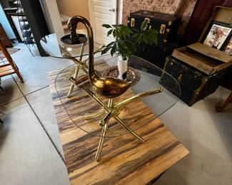 Large wood/metal base coffee table