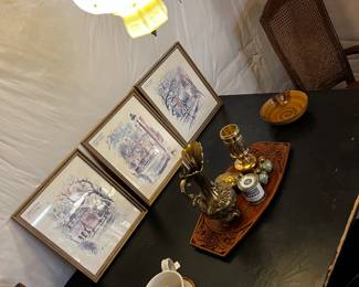 Solid wood table, chairs, wall decor, lighting, accessories!