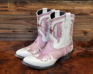 #450 • Mexicana Dragon Pink&White Leather Boots
