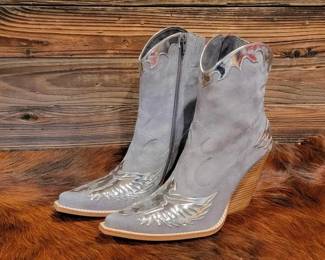 #451 • Jeffrey Campbell Grey Suede Silver Boots

