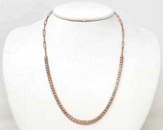 #482 • 14k Solid Rose Gold Diamond Tennis Style Necklace, 13g
