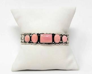 #478 • Native American Sterling Silver Pink Conch Shell Cuff
