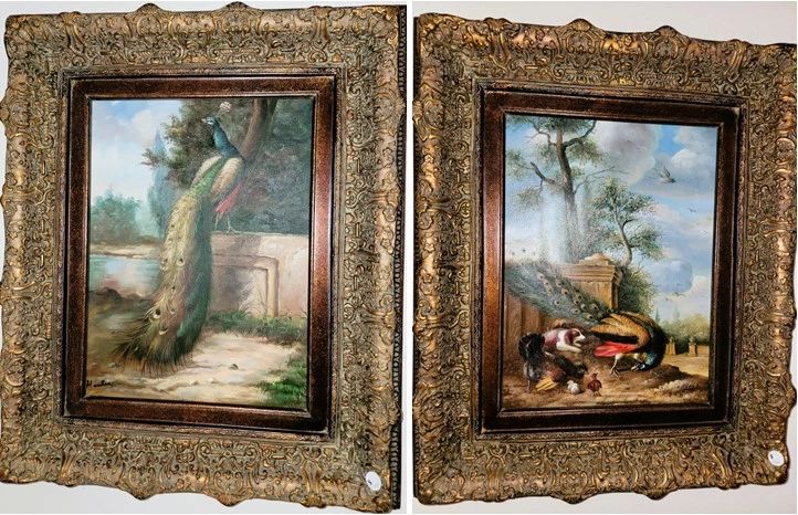 Original Art - Framed Peacocks