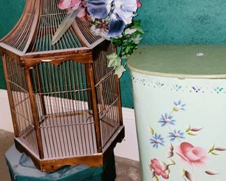 Large wicker bird cage, retro laundry hamper