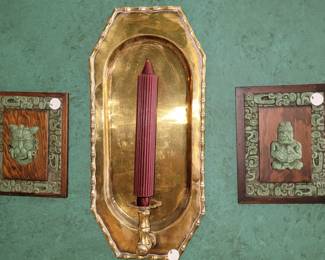 Brass wall candle holders, tribal decor