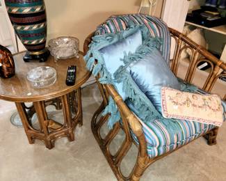 Bamboo side table table chair set -retro