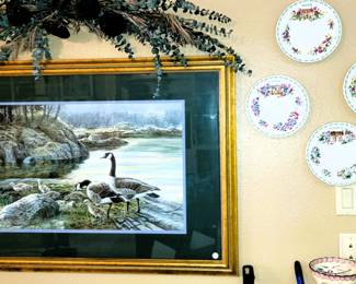 Framed art and decorative plates