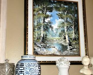Large original art, ginger jar and small busts