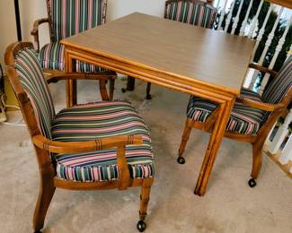 Game Table from late 70s.  Table and 4 chairs.  Perfect for cards or mahjong 