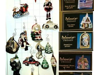 Hand blown, hand painted Christmas ornaments by Radko and Polonaise