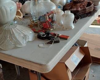 Misc Inc sheep and duck duck goose goose . very worn out victorian lamp shade.