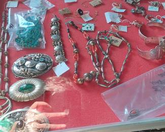 Native american jewelry. Sterling, gold misc jewelry. Gucci belt and buckle.