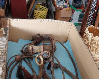 Very old headstall, inc beautifull rosettes, not sure if a prison piece. Would like your input on this head stall.  Thank you.