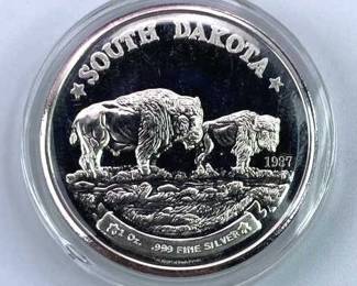1oz 999 Silver State of S. Dakota Round Scarce