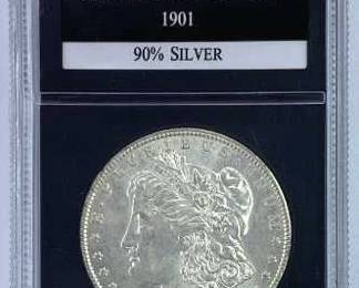 1901-O Morgan Silver Dollar in PCS UNC Slab