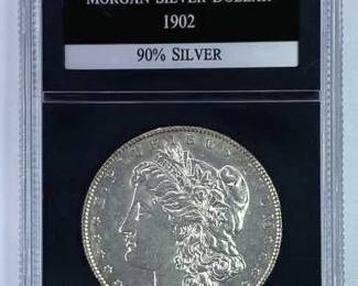 1902 Morgan Silver Dollar in PCS UNC Slab
