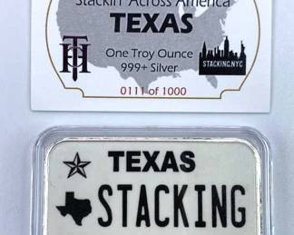 1oz Silver Texas License Plate, Stacking Across US