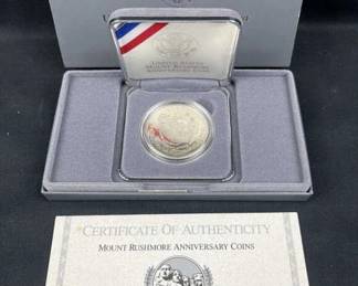 1991 Silver Proof Dollar, Mount Rushmore