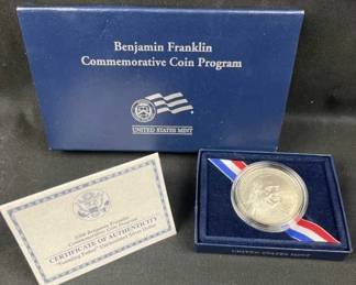 2006 Silver Unc Dollar, Ben Franklin Founding