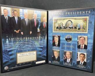 Colorized $2 Bill + Dollar Coin Presidents Folio